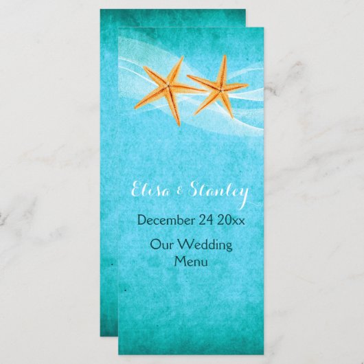 スターフィッシュペア&ベールビーチ結婚式メニューカード メニュー (正面/裏面)