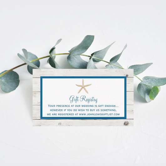 スターフィッシュホワイトウォッシュウッドビーチ結婚式コレクション エンクロージャーカード