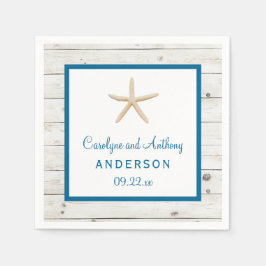 スターフィッシュホワイトウォッシュウッドビーチ結婚式コレクション スタンダードカクテルナプキン