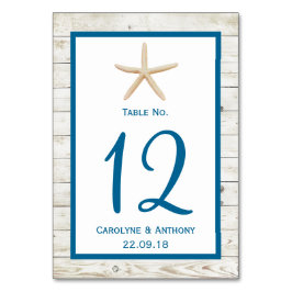 スターフィッシュホワイトウォッシュウッドビーチ結婚式コレクション テーブルナンバー