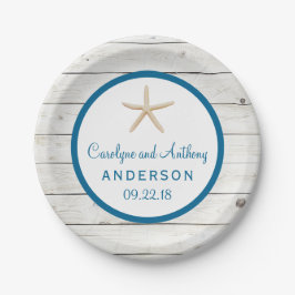 スターフィッシュホワイトウォッシュウッドビーチ結婚式コレクション ペーパープレート