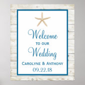 スターフィッシュホワイトウォッシュウッドビーチ結婚式コレクション ポスター (正面)