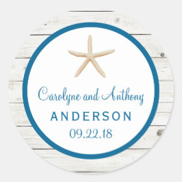 スターフィッシュホワイトウォッシュウッドビーチ結婚式コレクション ラウンドシール