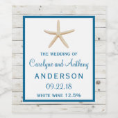 スターフィッシュホワイトウォッシュウッドビーチ結婚式コレクション ワインラベル (シングルラベル)