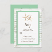 スターフィッシュホワイトウォッシュウッドビーチ結婚式RSVP 出欠カード (正面/裏面)