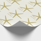 スターフィッシュメリークリスマスセピア金ゴールドオフホワイト2023 ラッピングペーパー (角)