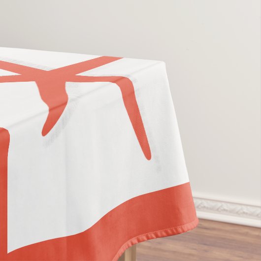 スターフィッシュメリークリスマスホワイトコーラルオレンジ2023 テーブルクロス (インサイチュ)
