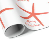 スターフィッシュメリークリスマスホワイトコーラルオレンジ2023 ラッピングペーパー (ロールコーナー)