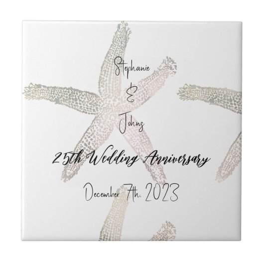 スターフィッシュモノグラム25結婚周年カスタム タイル (正面)