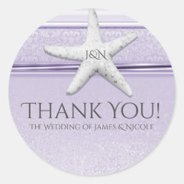 スターフィッシュラベンダーパープルエレガントビーチのお願い ラウンドシール