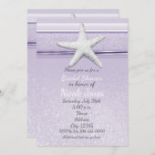 スターフィッシュラベンダーパープルエレガントビーチ招待状 招待状 (正面/裏面)