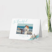 スターフィッシュリボンとレース写真に感謝感謝してい サンキューカード (正面)