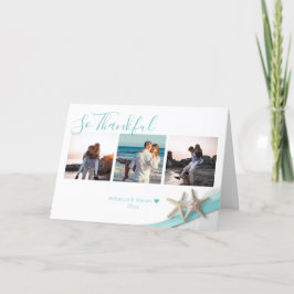 スターフィッシュリボンとレース写真に感謝 サンキューカード