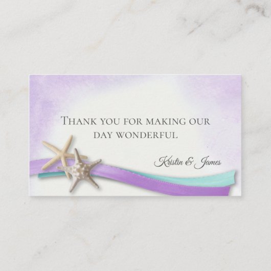 スターフィッシュリボンオーキッドおよびターコイズ座席表 プレイスカード (裏面)