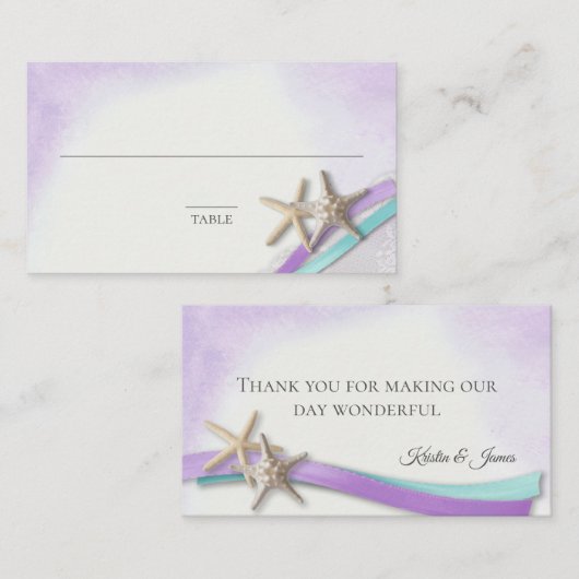 スターフィッシュリボンオーキッドおよびターコイズ座席表 プレイスカード (正面/裏面)