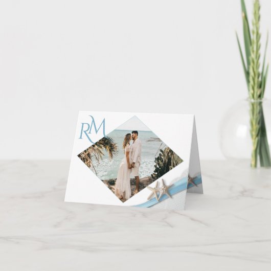 スターフィッシュリボンダイヤモンドと写真サンキューカード サンキューカード (正面)