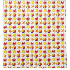 スターフィッシュレインボービーチボールサンカニ夏 シャワーカーテン