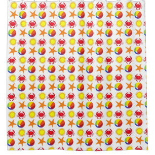 スターフィッシュレインボービーチボールサンカニ夏 シャワーカーテン