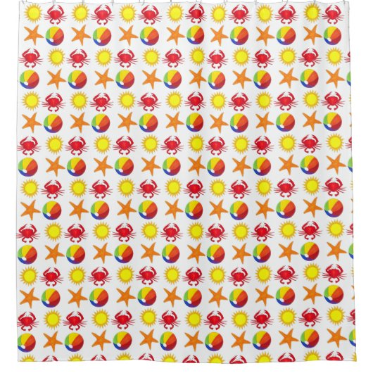 スターフィッシュレインボービーチボールサンカニ夏 シャワーカーテン (正面)