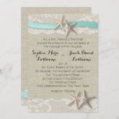 スターフィッシュレースとリボン 招待状 (正面/裏面)