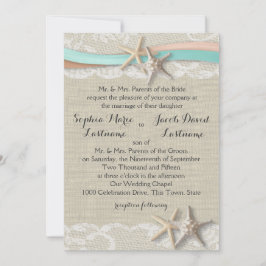 スターフィッシュレースとリボン 招待状