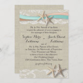 スターフィッシュレースとリボン 招待状 (正面/裏面)