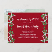 スターフィッシュンホリーニューイヤーズイブビーチパーティー招待状 ポストカード (正面/裏面)