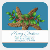 スターフィッシュンホリーブルークリスマス差出人住所 スクエアシール (正面)
