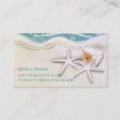 スターフィッシュ上のビーチティール（緑がかった色）海の水を参照の友人 紹介カード (正面)