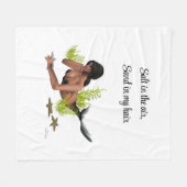 スターフィッシュ付きブルネットマーメイドフリースブランケット フリースブランケット (正面(横))