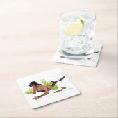 スターフィッシュ付きブルネットマーメイド紙コースター スクエアペーパーコースター (インサイチュ)