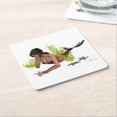 スターフィッシュ付きブルネットマーメイド紙コースター スクエアペーパーコースター (アングル)