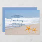スターフィッシュ夏のビーチ結婚式リハーサルディナー 招待状 (正面/裏面)