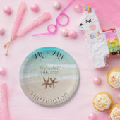 スターフィッシュ夫妻ビーチ結婚式紙プレート ペーパープレート (パーティー)