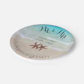 スターフィッシュ夫妻ビーチ結婚式紙プレート ペーパープレート (アングル)