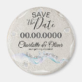 スターフィッシュ宝石ウェディング日付磁石を保存 マグネット (正面)