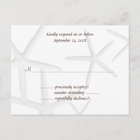スターフィッシュ対簡単結婚の返信はがき インビテーションポストカード (裏面)