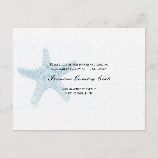 スターフィッシュ披露宴カード – 青 エンクロージャーカード (正面)