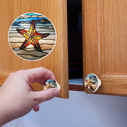 スターフィッシュ擬似ステンドグラス セラミックノブ