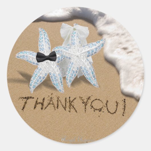 スターフィッシュ新郎新婦ステッカー ラウンドシール (正面)