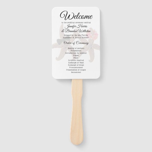 スターフィッシュ新郎新婦ホワイトファンプログラム ハンドファン (正面)