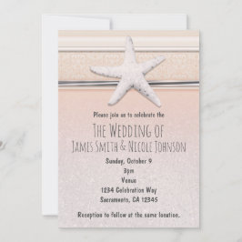 スターフィッシュ桃&クリームビーチ結婚式招待状 招待状