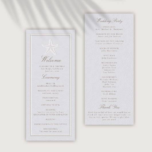 スターフィッシュ沿岸クラシック結婚式 プログラム