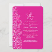 スターフィッシュ海の渦巻きピンクのビーチ結婚式招待 招待状 (裏面)