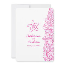 スターフィッシュ海の渦巻きピンクのビーチ結婚式招待