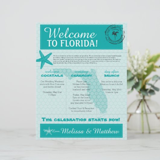 スターフィッシュ海ティール（緑がかった色）フロリ結婚ダズウェルカムレター (スタンド正面)