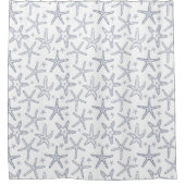 スターフィッシュ海軍ブルーと白の沿岸ビーチパターン シャワーカーテン (正面)