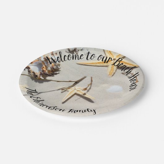 スターフィッシュ砂ようこそビーチハウスの家族の名前 ペーパープレート (アングル)