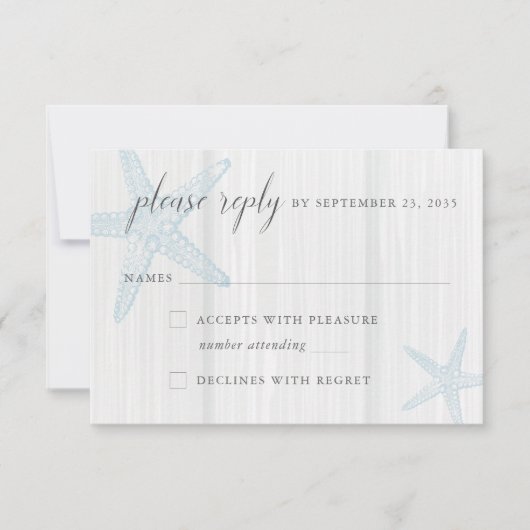 スターフィッシュ素朴ヴィンテージブルーウッドビーチ 出欠カード (正面)