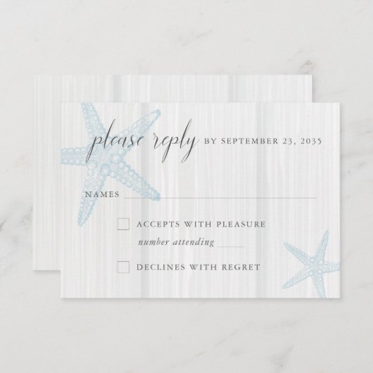 スターフィッシュ素朴ヴィンテージブルーウッドビーチ 出欠カード (正面/裏面)